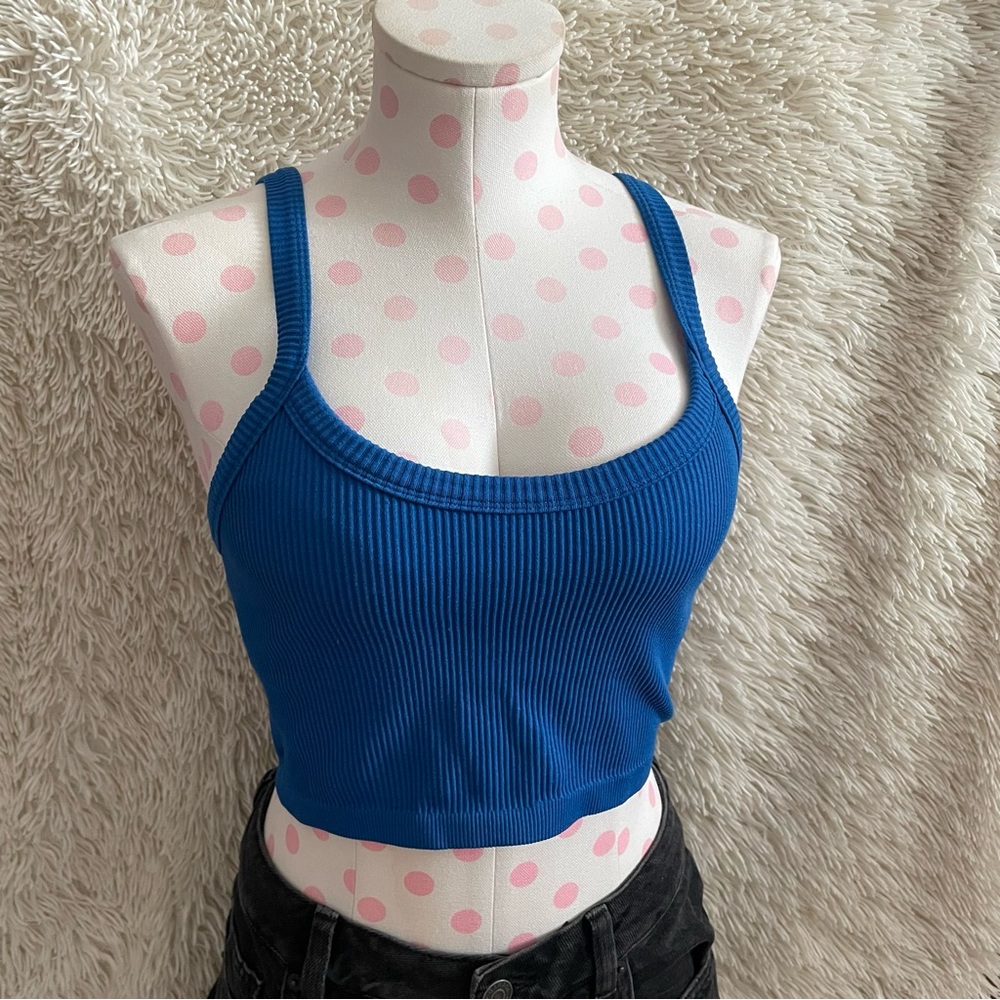 Blue Ribbed Tank Top